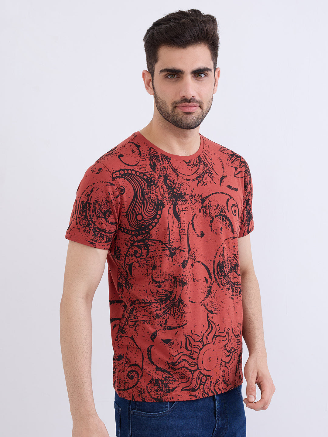 Men T-Shirt Red Slim Fit