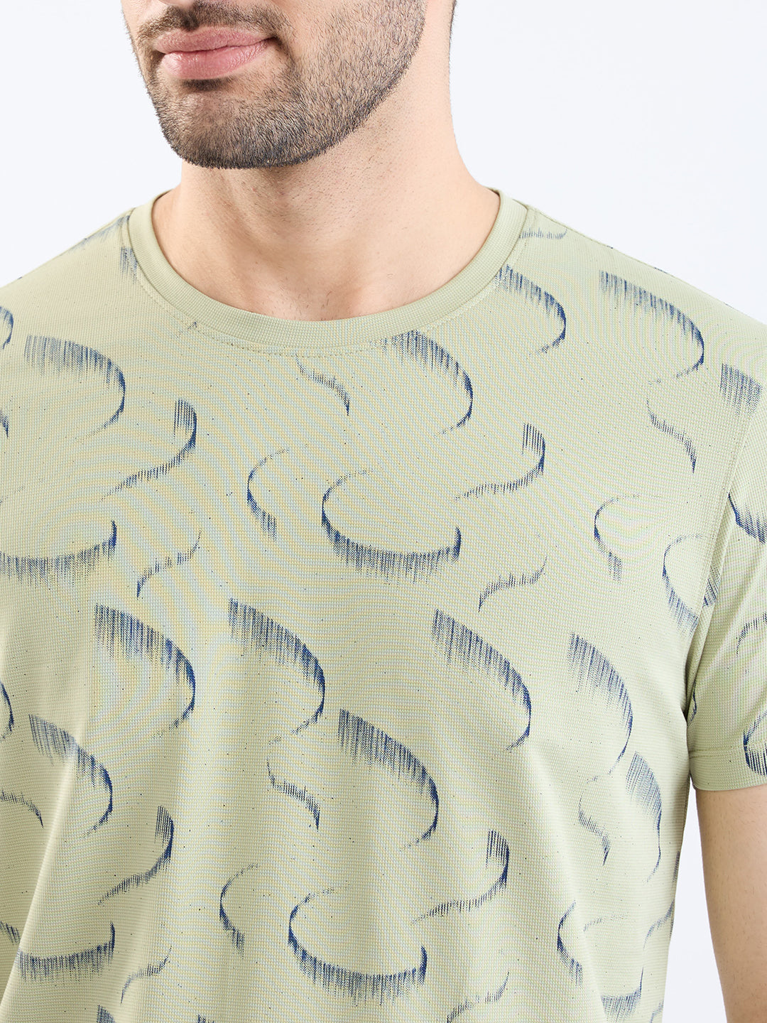 Spykar Lint Green Slim Fit Casual T-Shirt For Men