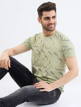 Men T-Shirt Green Slim Fit
