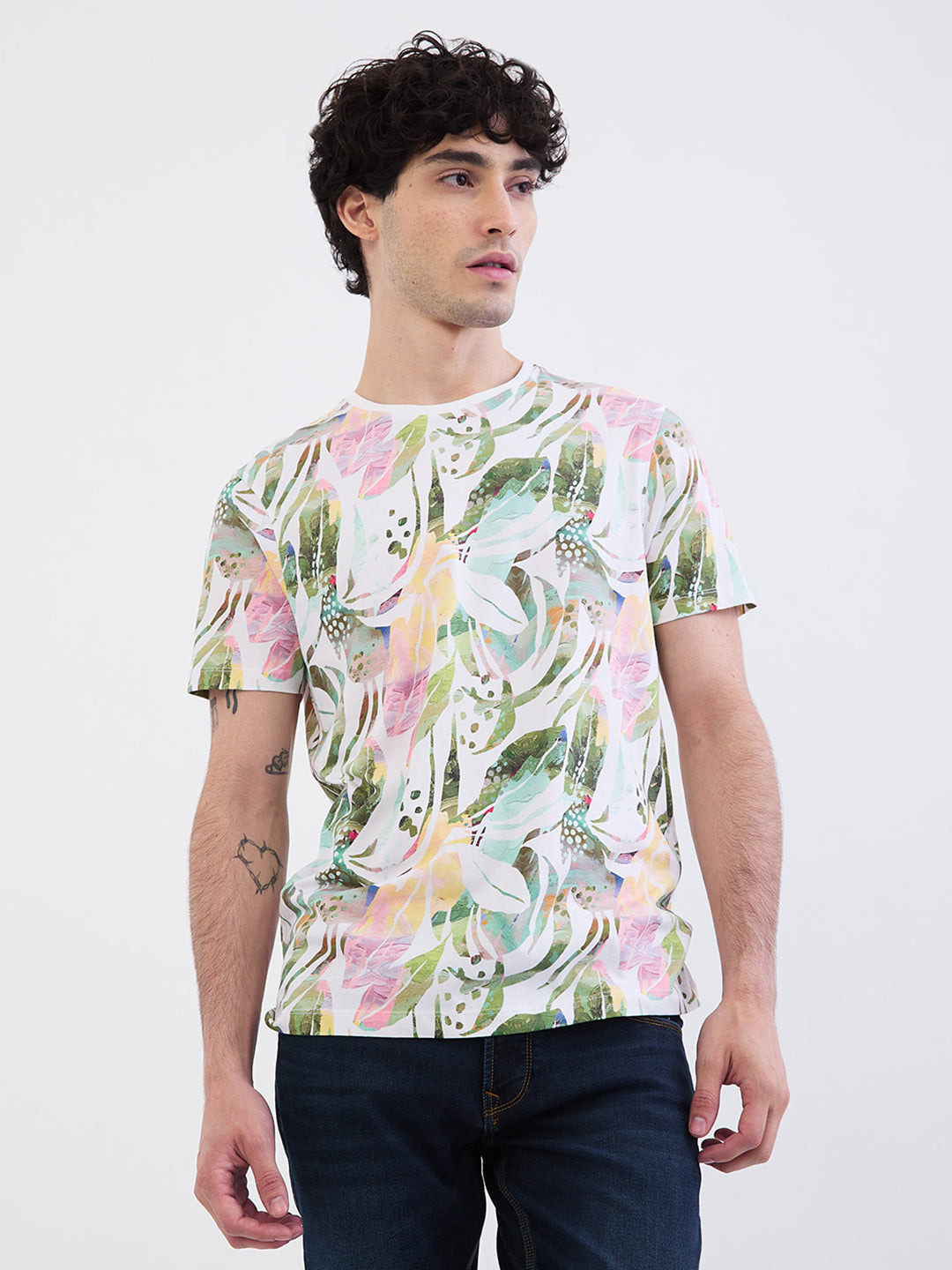 Men T-Shirt White Slim Fit