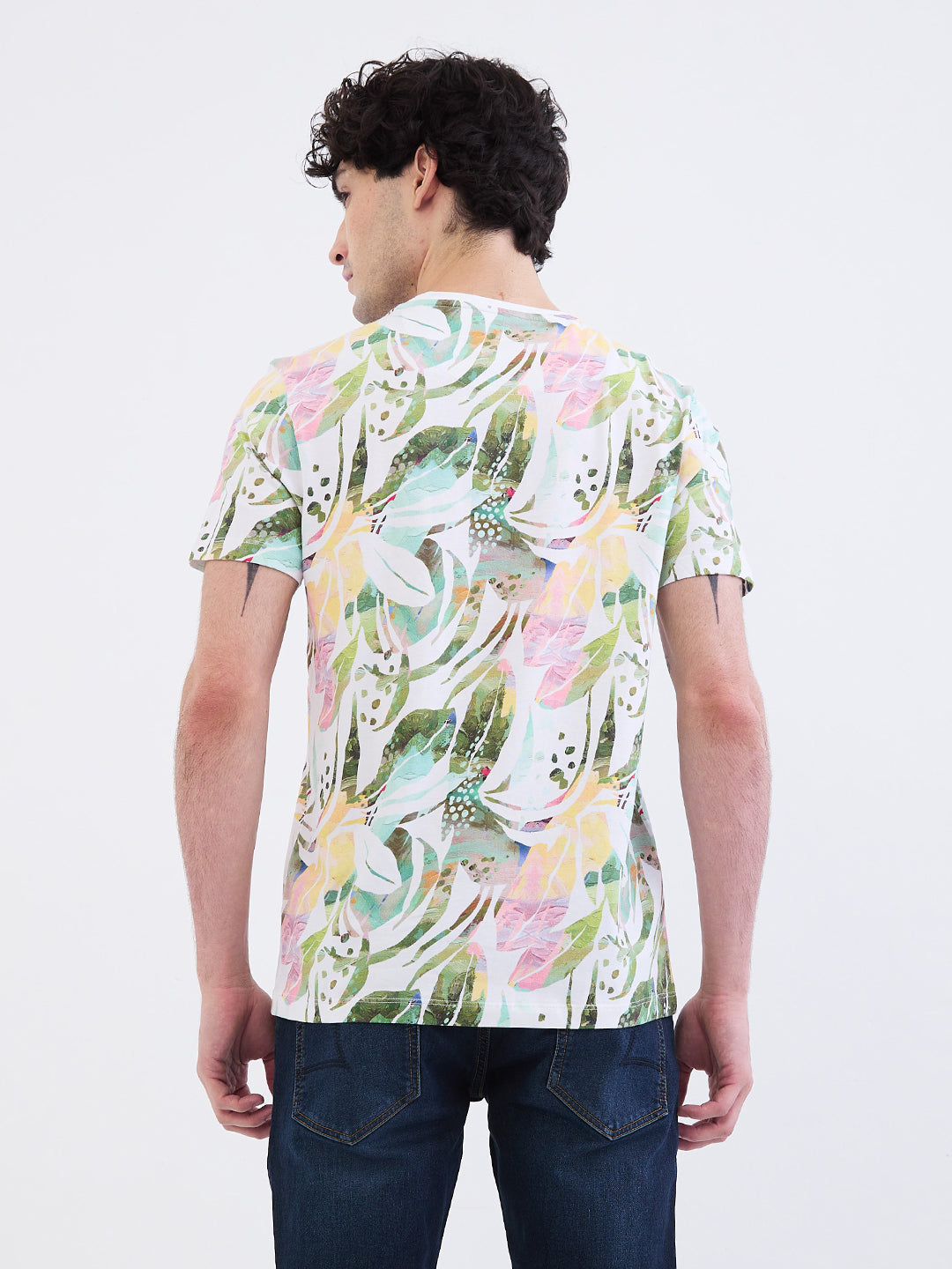 Spykar White Slim Fit Casual T-Shirt For Men