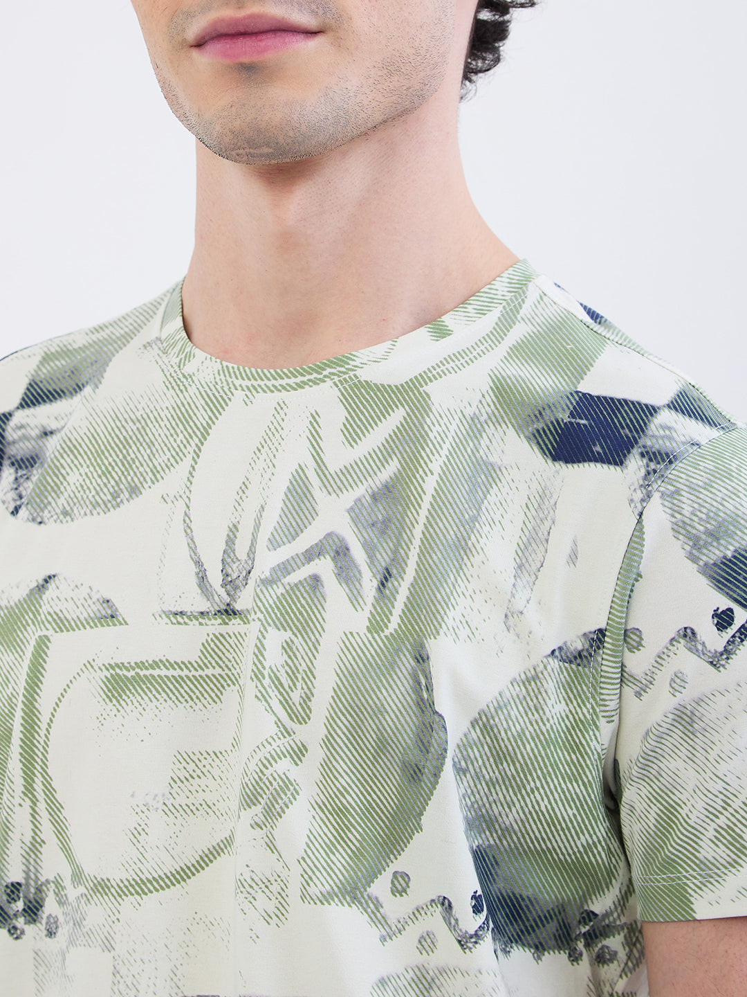 Spykar Off White Slim Fit Casual T-Shirt For Men