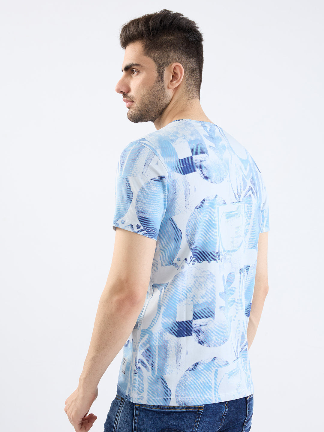 Spykar Silver Grey Slim Fit Casual T-Shirt For Men