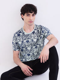 Men T-Shirt Green Slim Fit