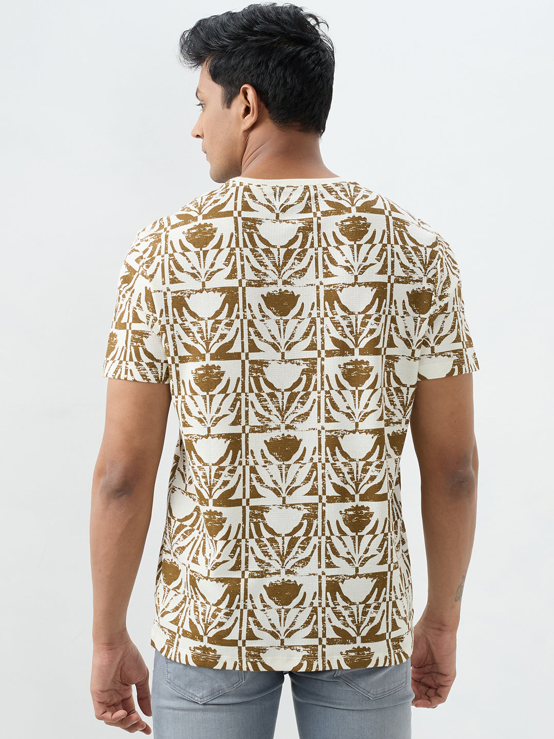 Spykar Off White Slim Fit T-Shirts For Men