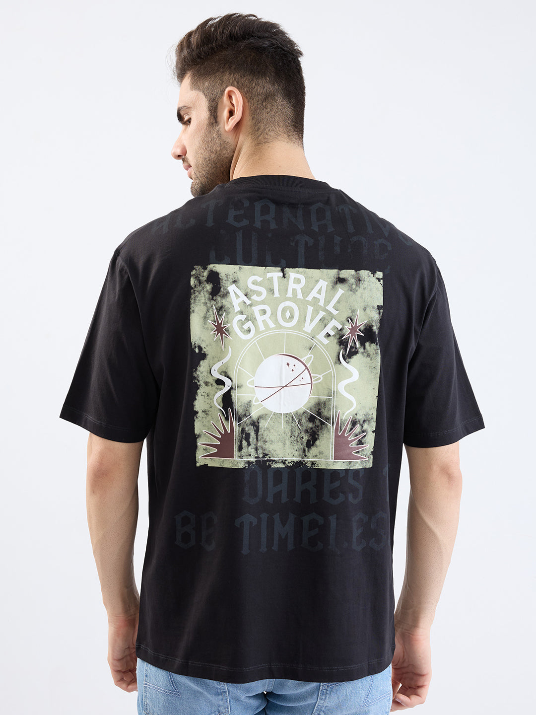 Spykar Black Comfort Fit Casual T-Shirt For Men