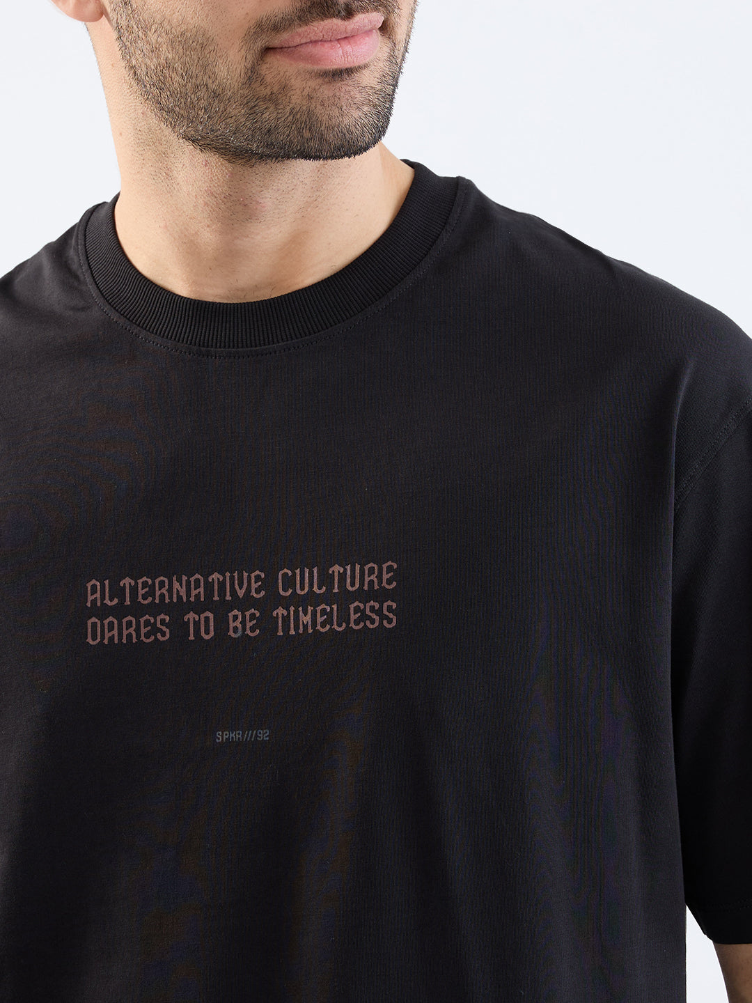 Spykar Black Comfort Fit Casual T-Shirt For Men