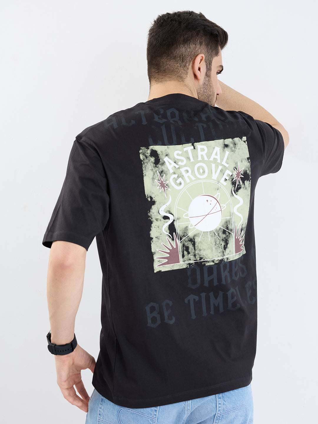 Spykar Black Comfort Fit Casual T-Shirt For Men