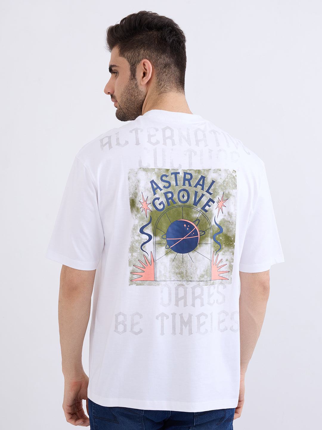 Spykar White Comfort Fit Casual T-Shirt For Men