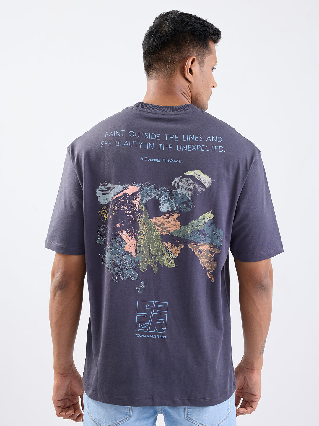 Spykar Slate Grey Comfort Fit Casual T-Shirt For Men