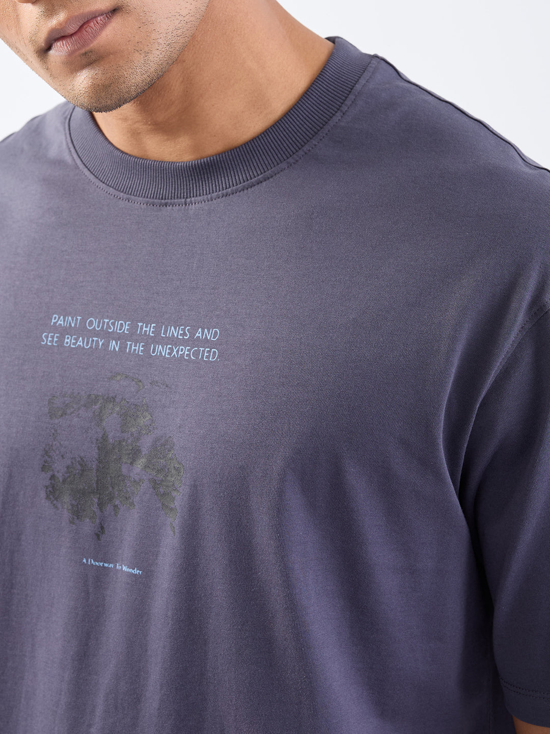 Spykar Slate Grey Comfort Fit Casual T-Shirt For Men