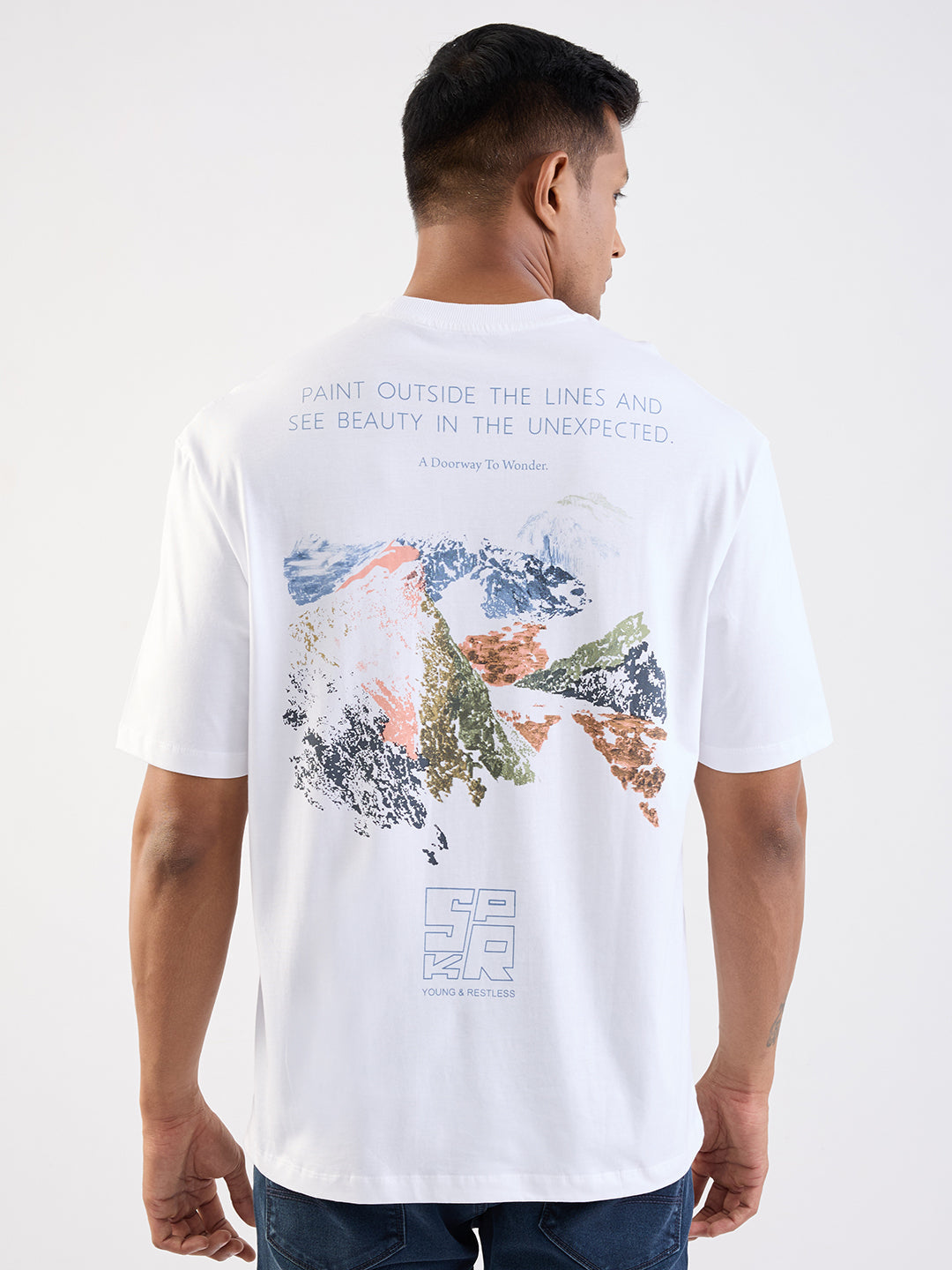 Spykar White Comfort Fit Casual T-Shirt For Men