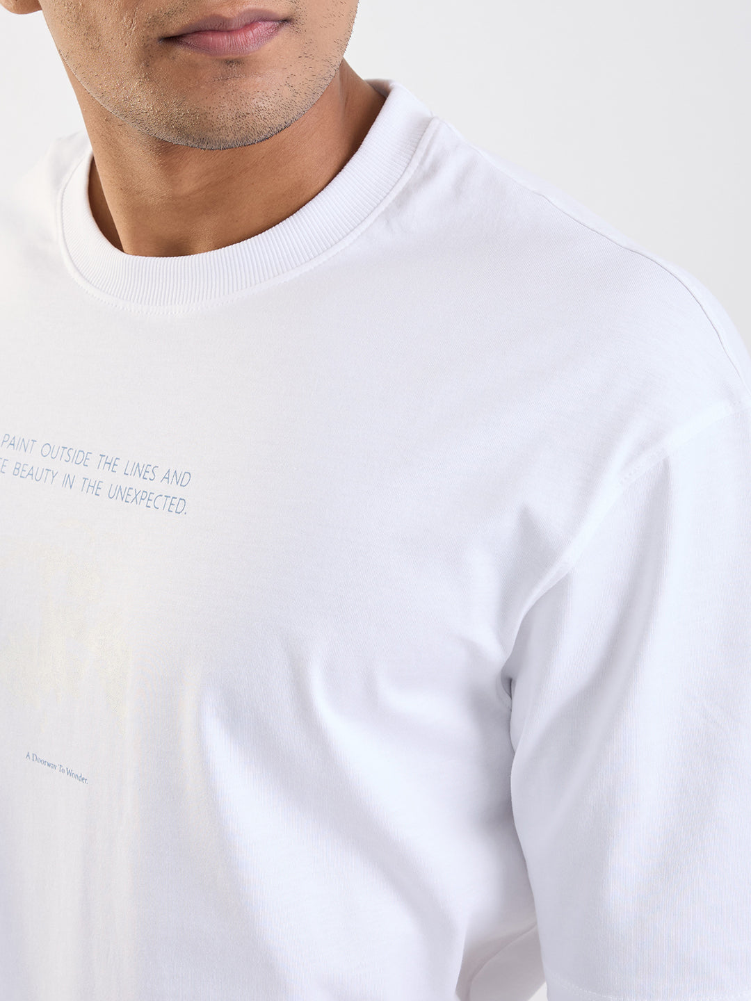 Spykar White Comfort Fit Casual T-Shirt For Men