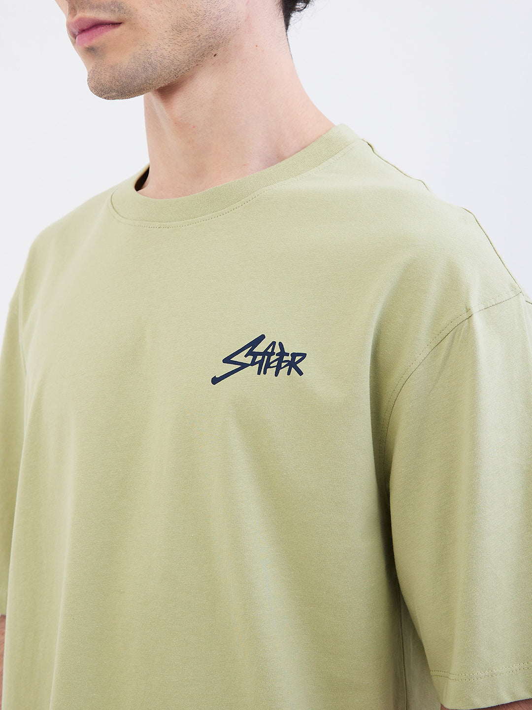 Spykar Lint Green Comfort Fit Casual T-Shirt For Men