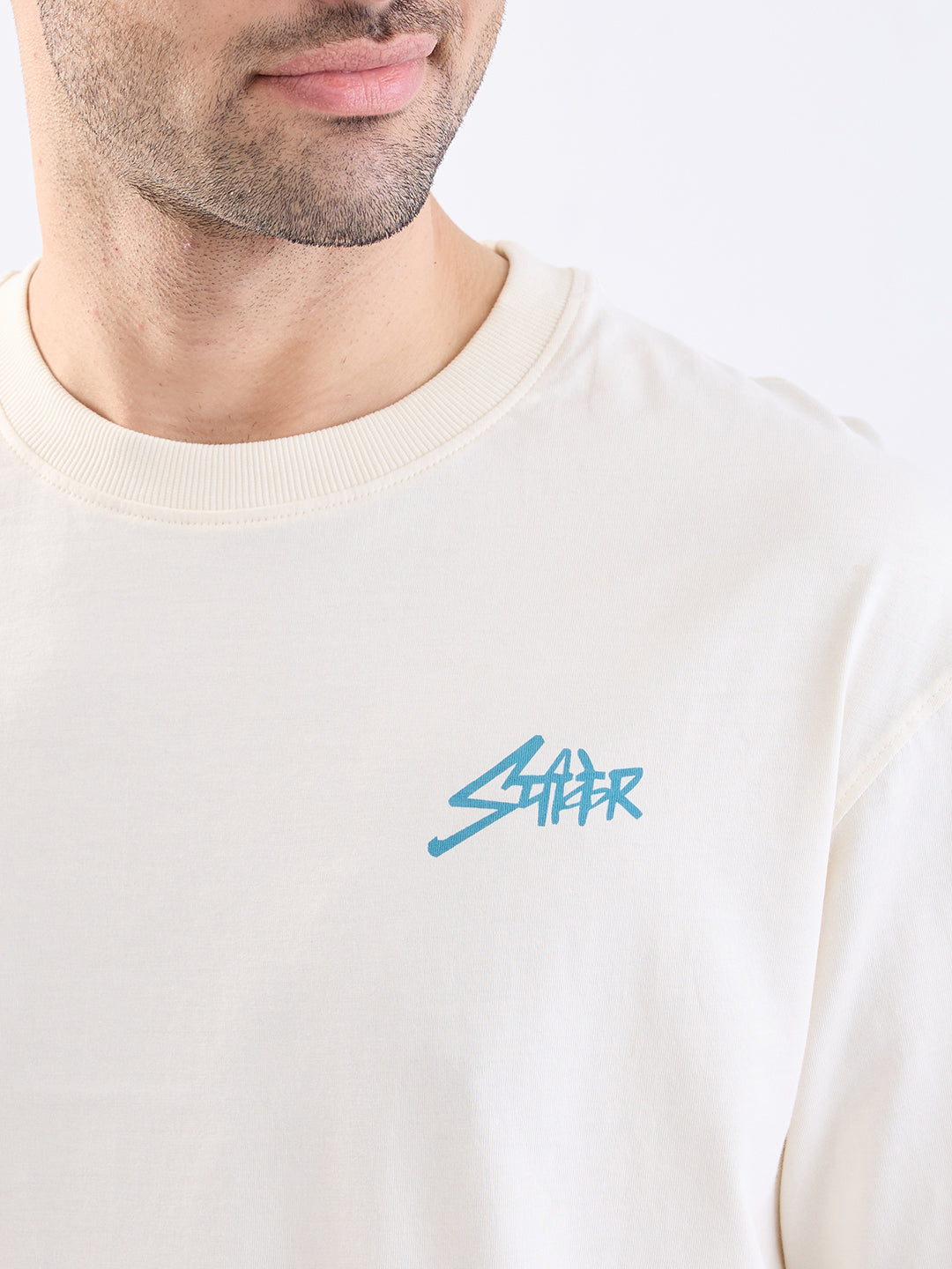 Spykar Off White Comfort Fit Casual T-Shirt For Men