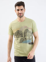 Men T-Shirt Green Slim Fit