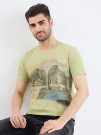 Men T-Shirt Green Slim Fit