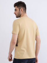 Men T-Shirt Beige Slim Fit