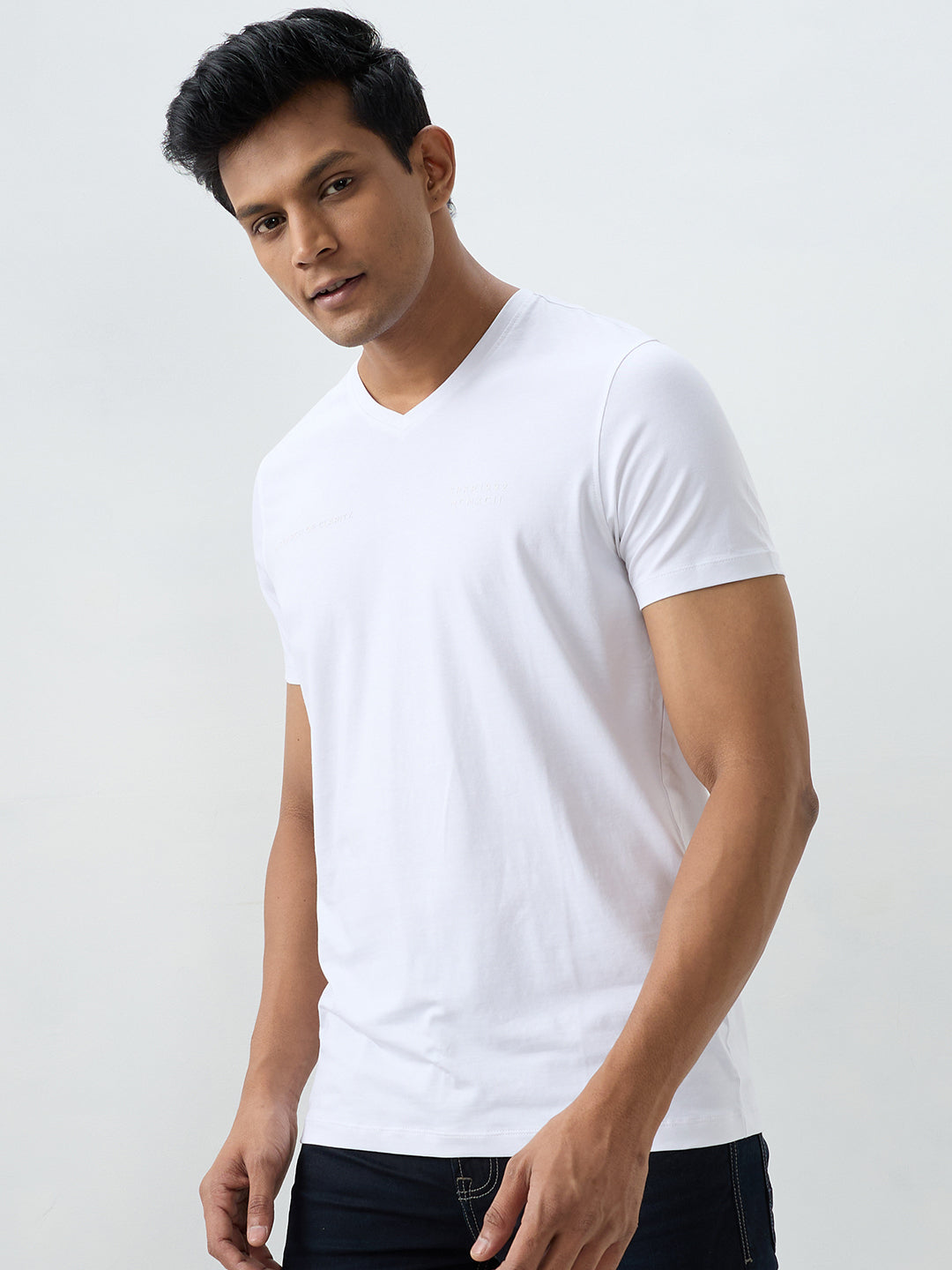 Spykar White Slim Fit T-Shirts For Men