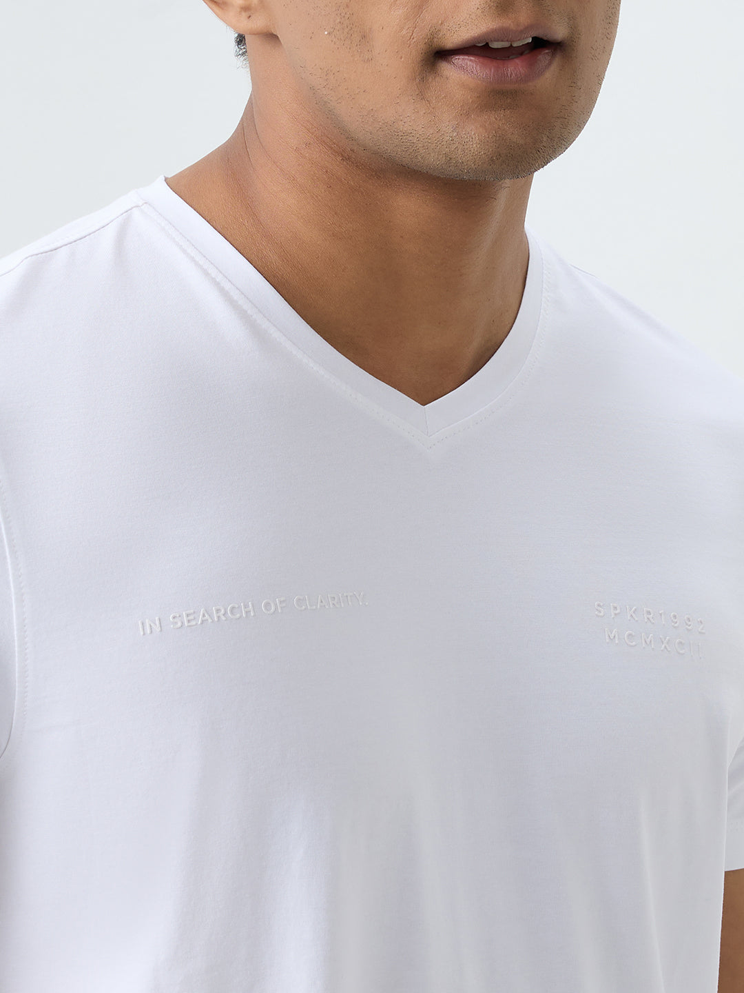 Spykar White Slim Fit T-Shirts For Men