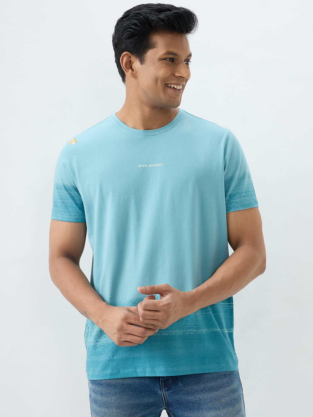 Men T-Shirt Blue Slim Fit