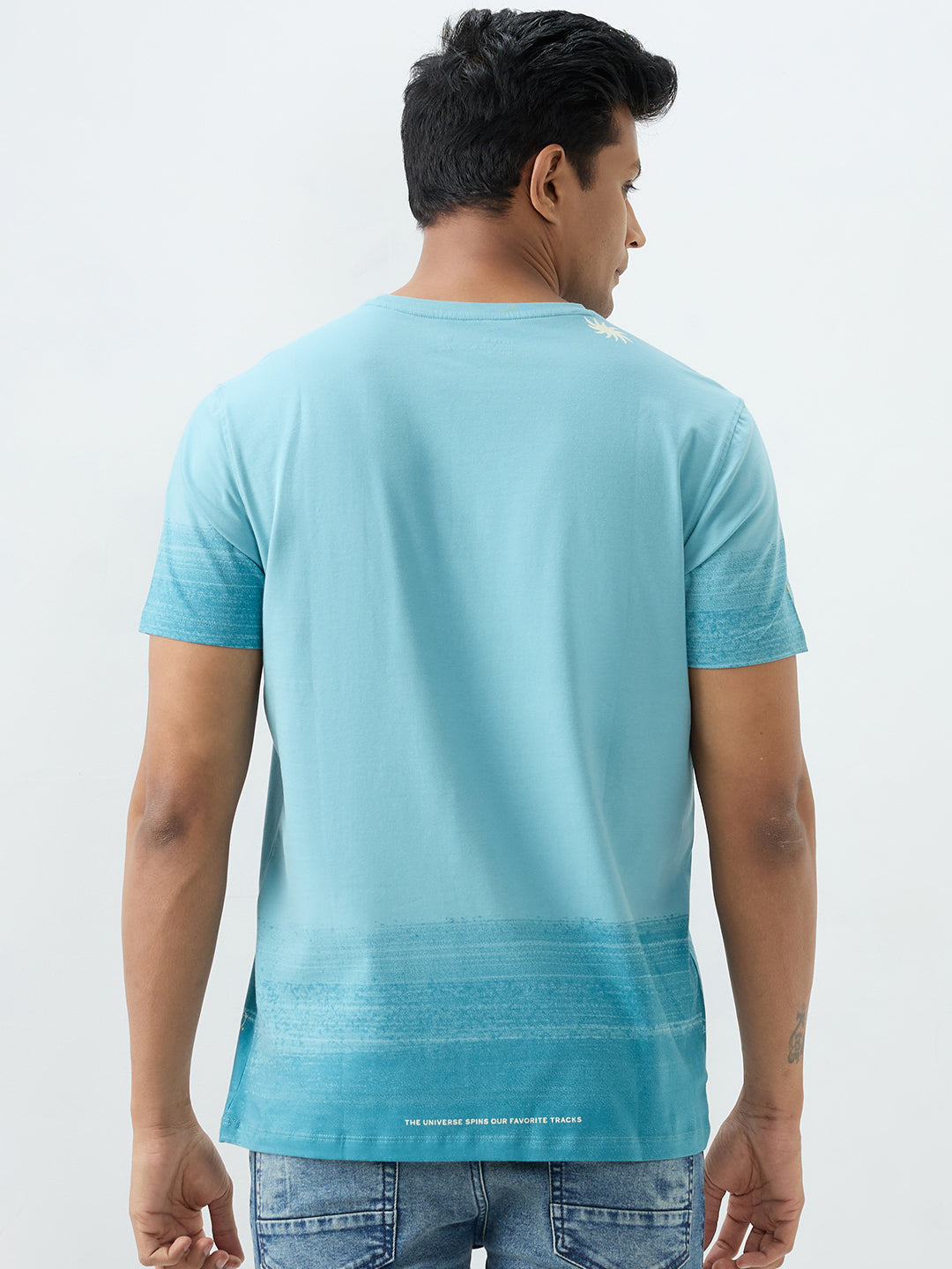 Spykar Cameo Blue Slim Fit T-Shirts For Men