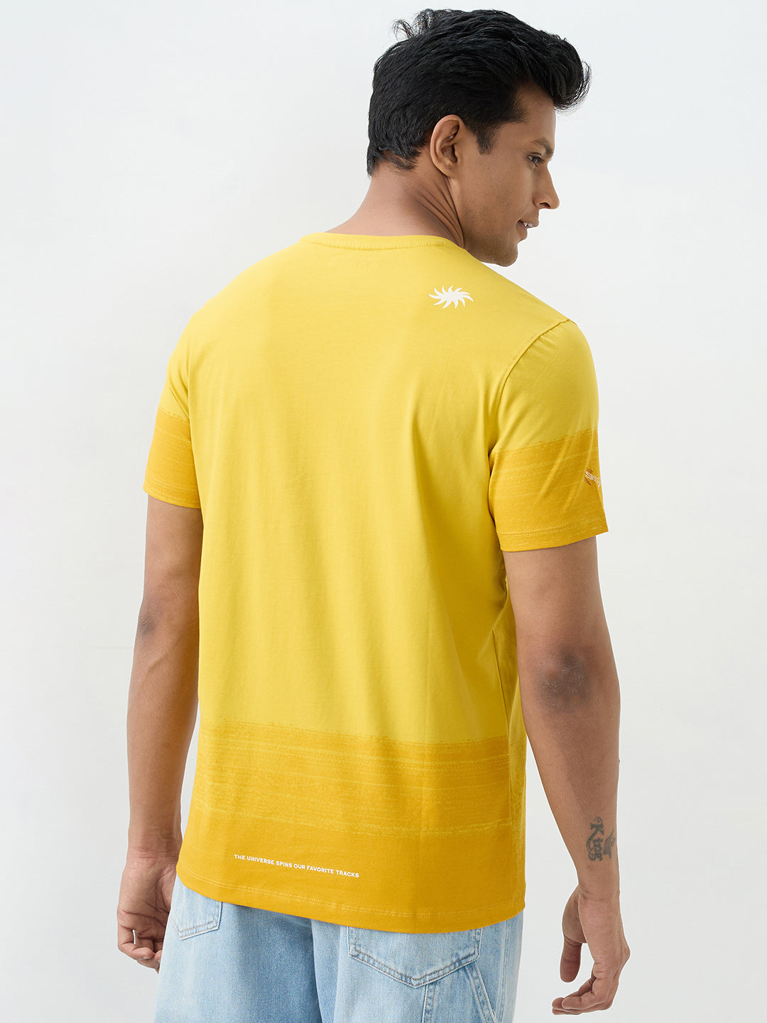 Men T-Shirt Yellow Slim Fit