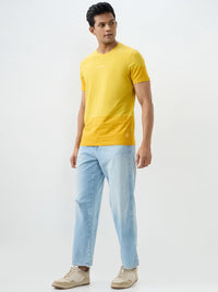 Men T-Shirt Yellow Slim Fit