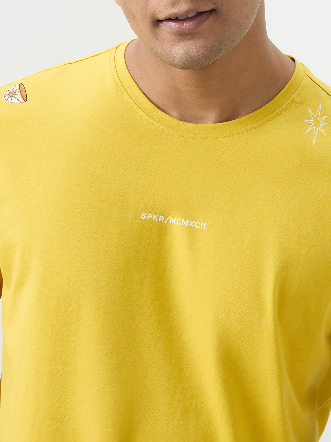 Spykar Sulphur Yellow Slim Fit T-Shirts For Men
