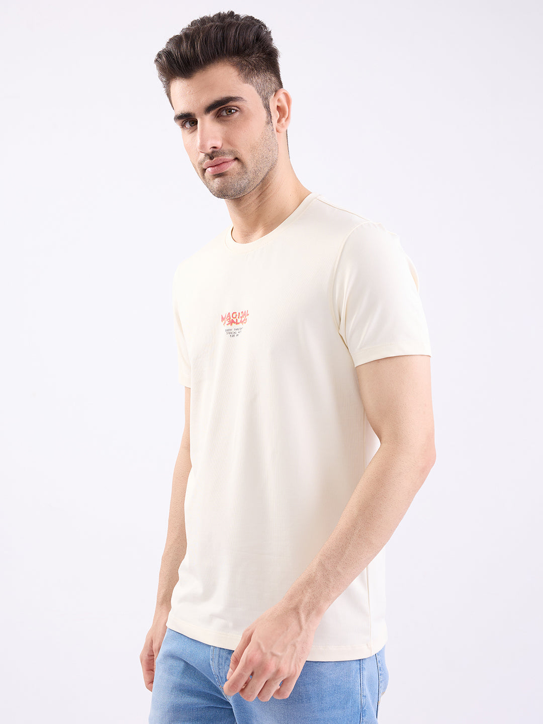 Men T-Shirt White Slim Fit
