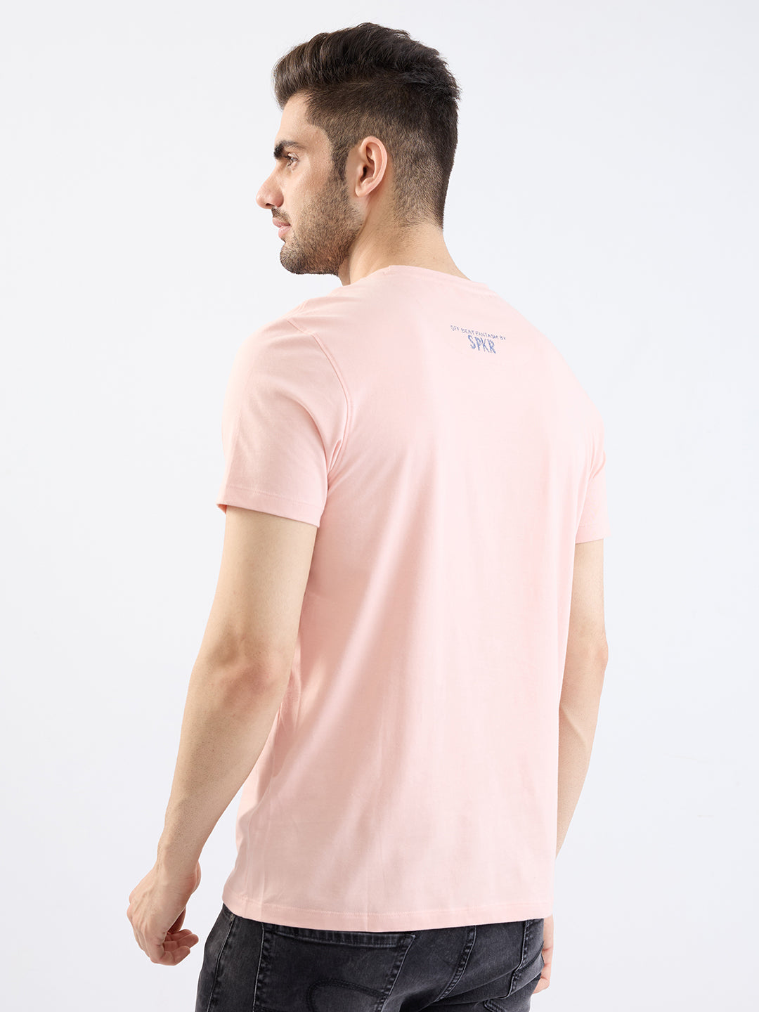 Spykar Soft Pink Slim Fit Casual T-Shirt For Men