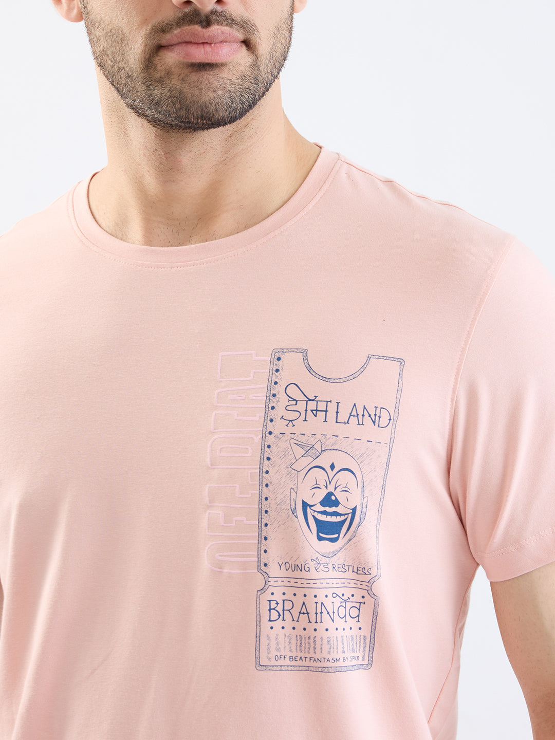Spykar Soft Pink Slim Fit Casual T-Shirt For Men