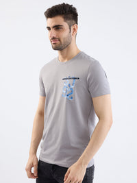 Men T-Shirt Grey Slim Fit