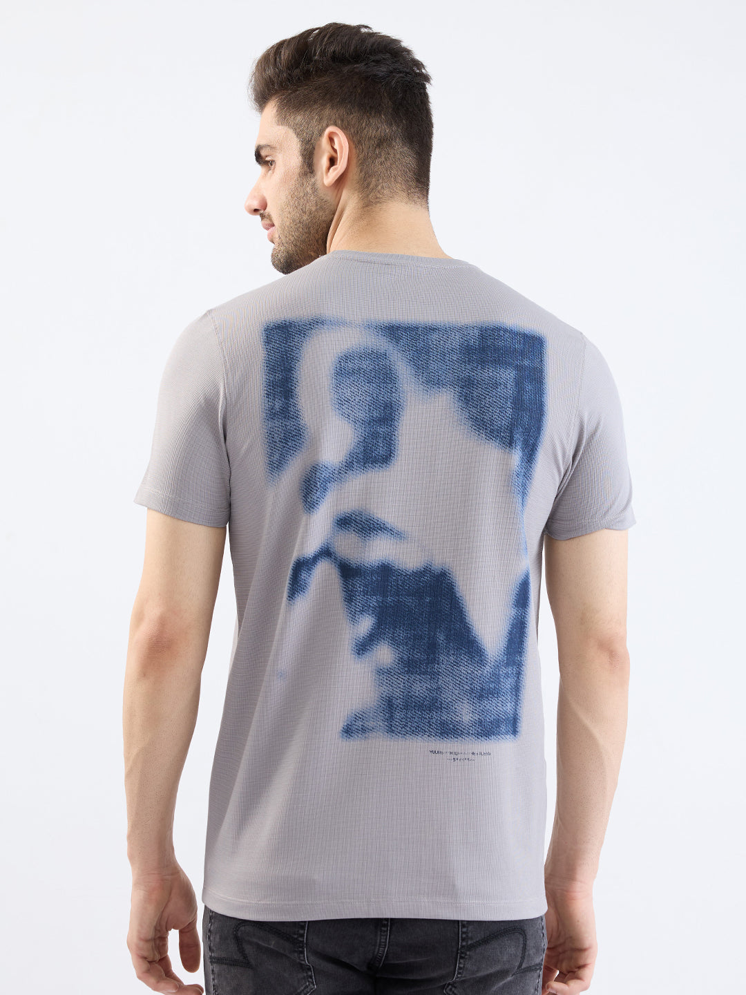 Spykar Silver Grey Slim Fit Casual T-Shirt For Men