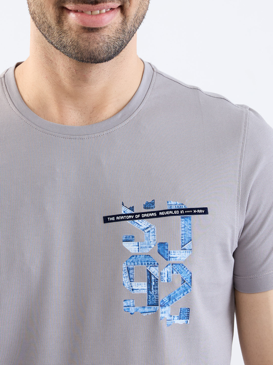 Spykar Silver Grey Slim Fit Casual T-Shirt For Men