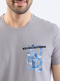 Men T-Shirt Grey Slim Fit