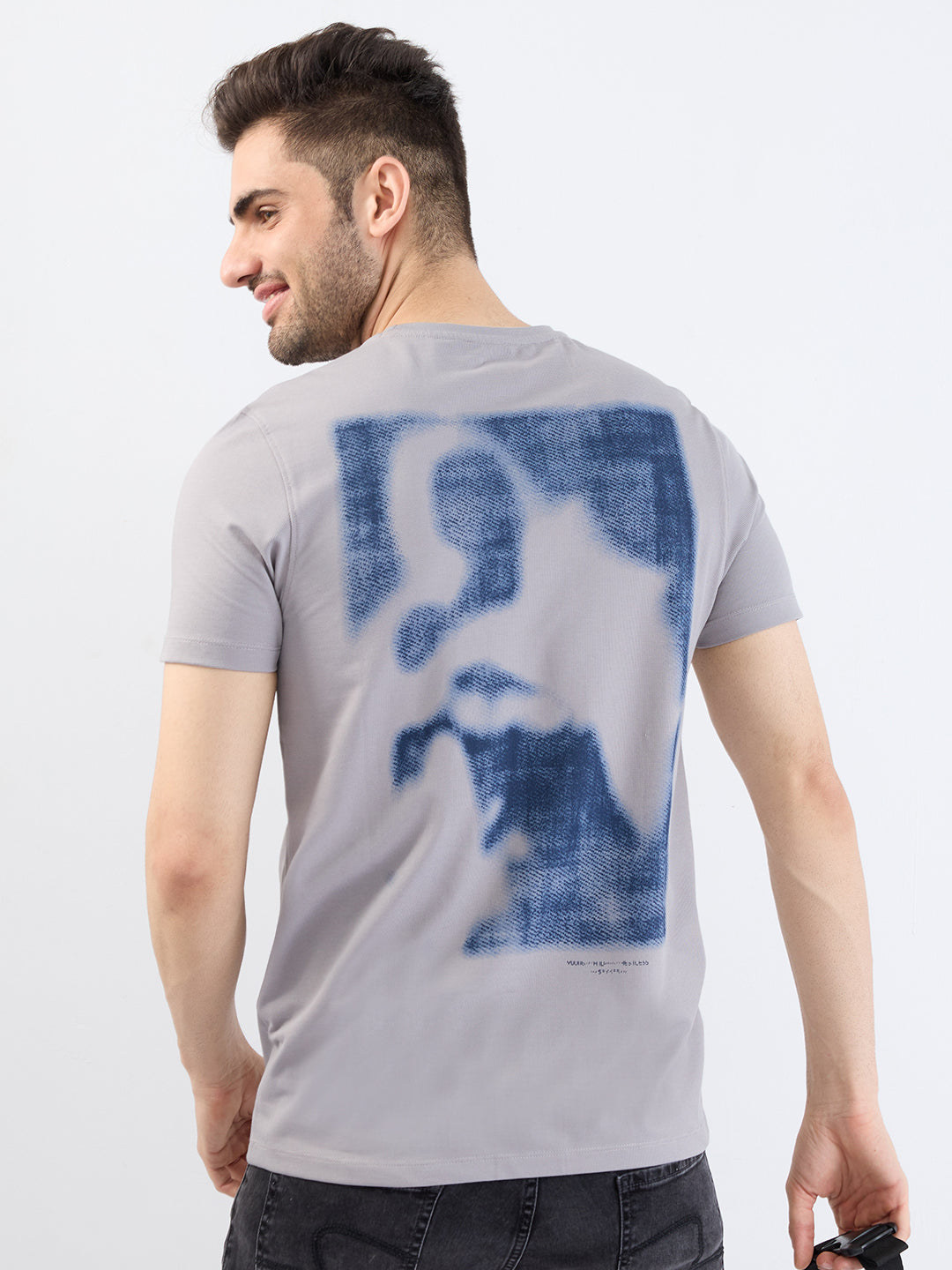 Spykar Silver Grey Slim Fit Casual T-Shirt For Men