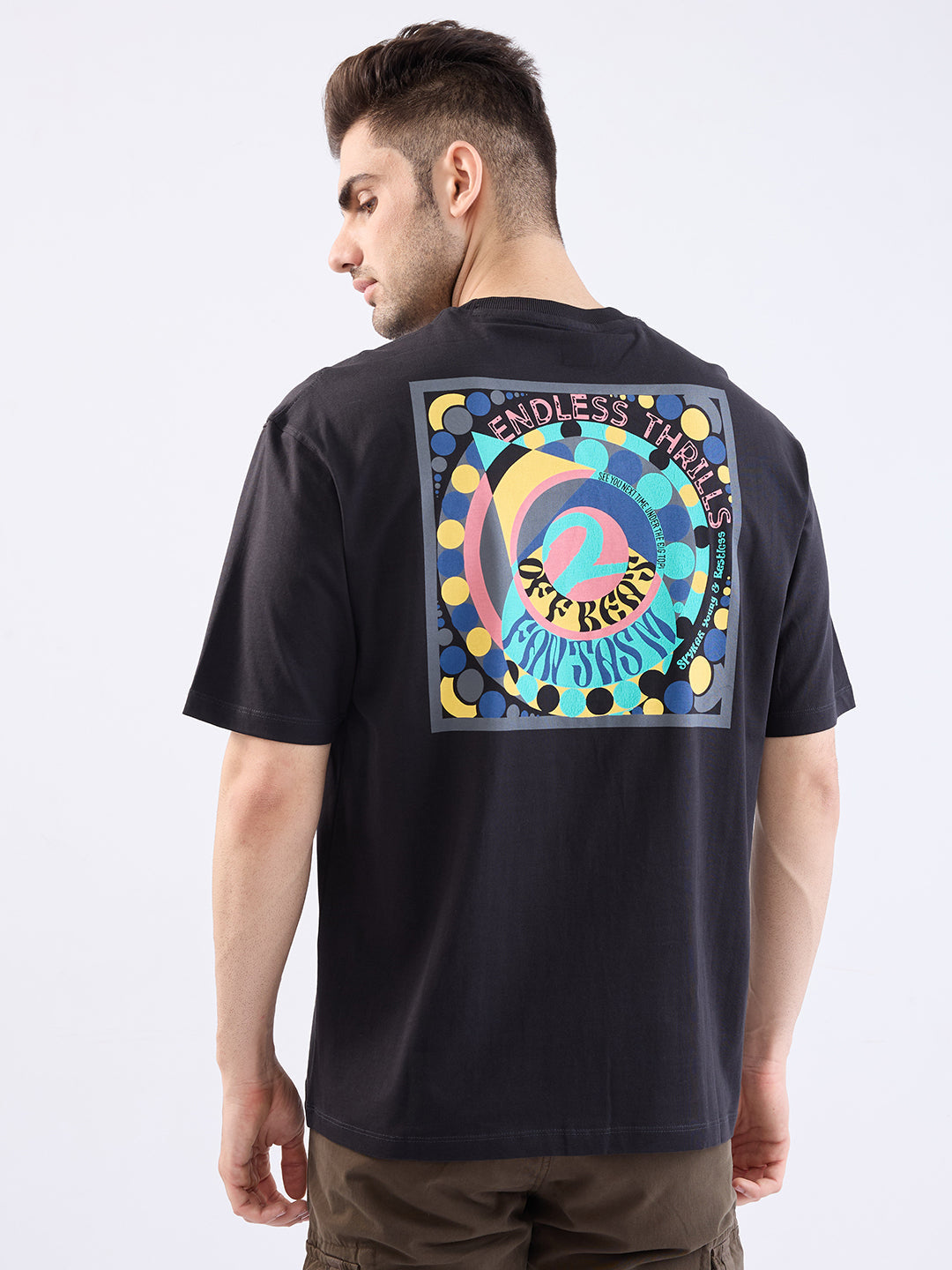 Spykar Black Comfort Fit Casual T-Shirt For Men