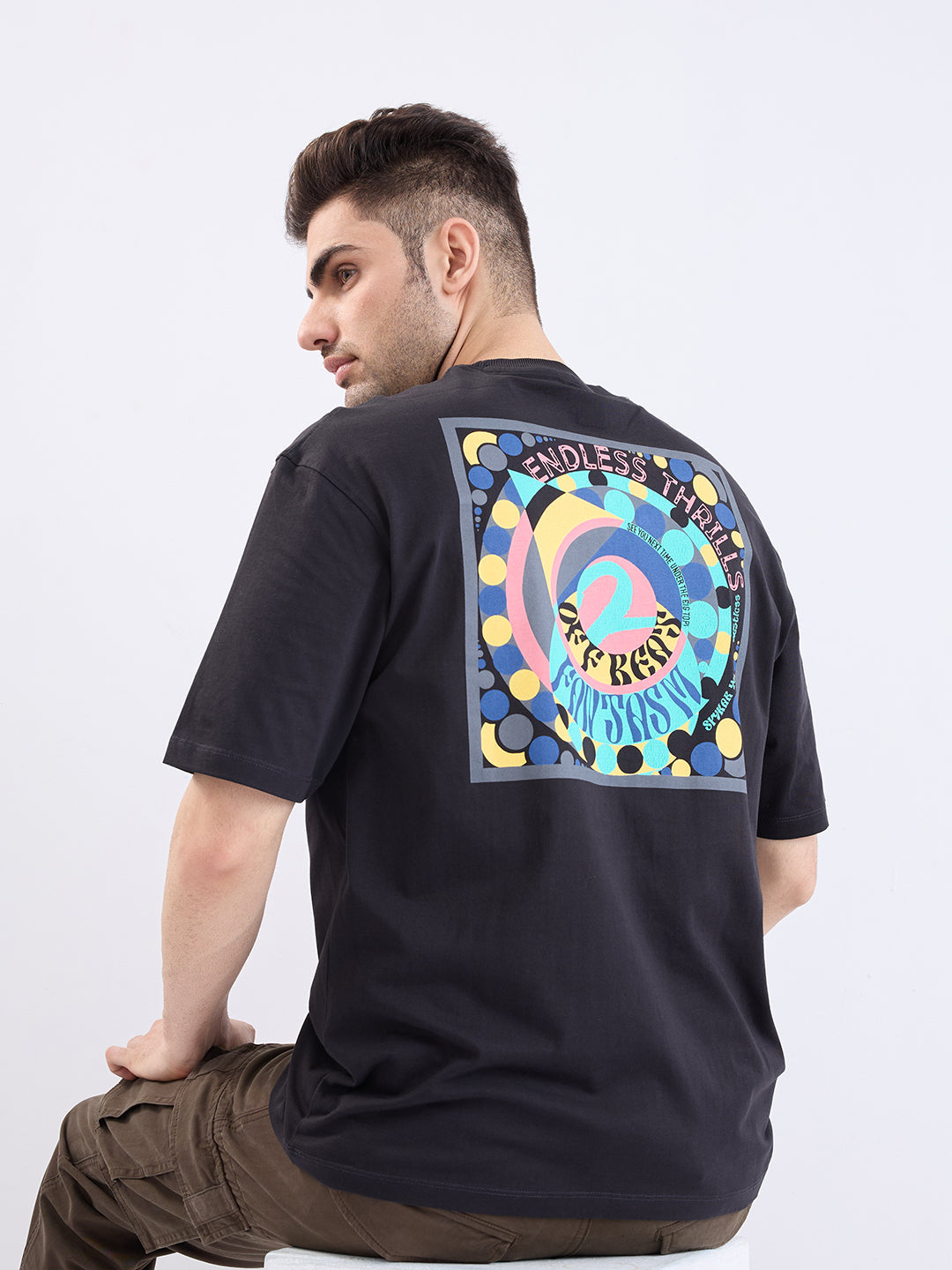 Spykar Black Comfort Fit Casual T-Shirt For Men