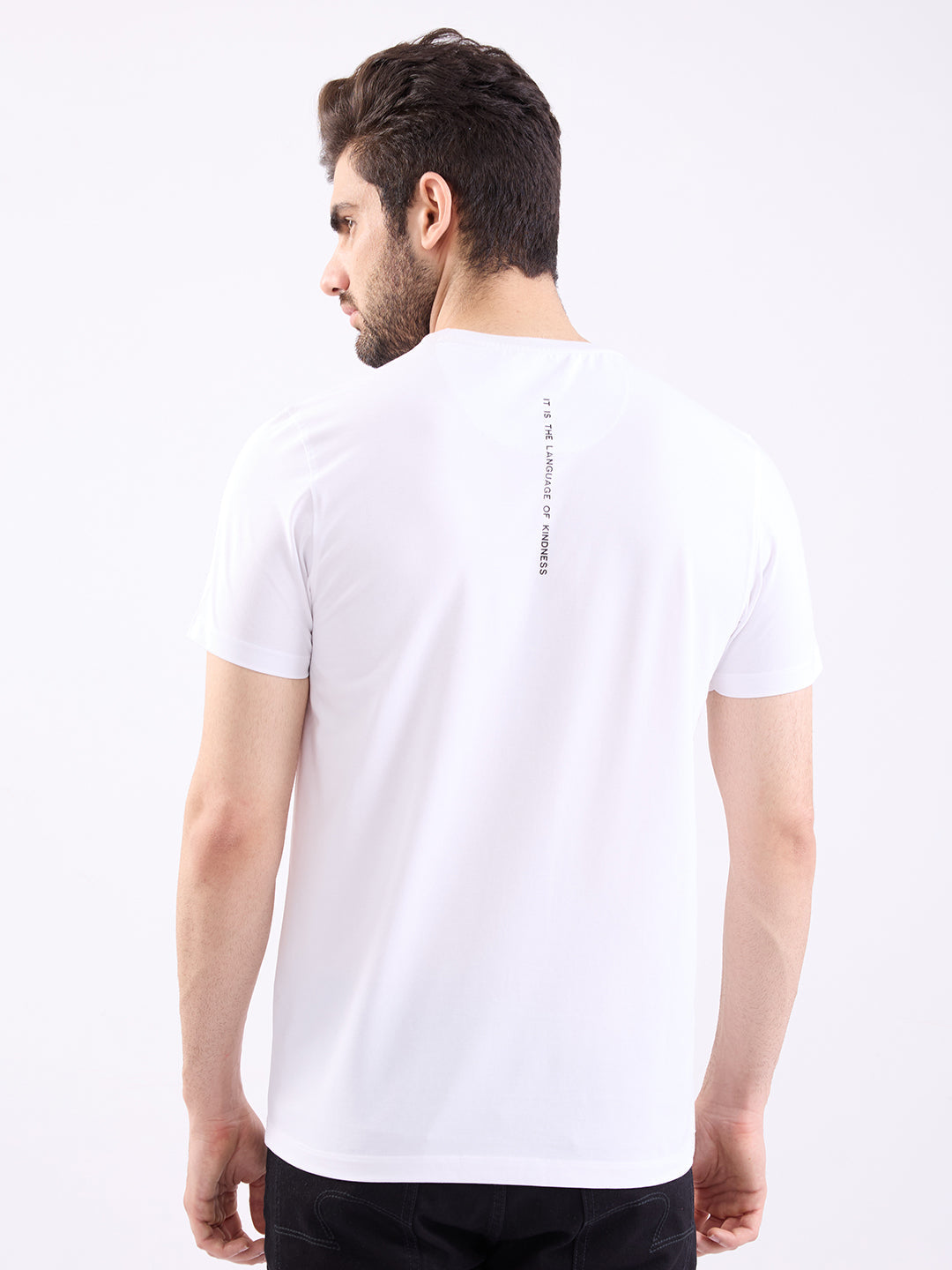 Spykar White Slim Fit Casual T-Shirt For Men
