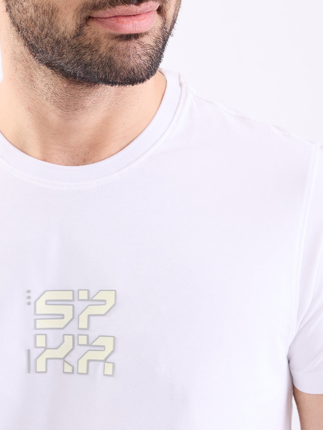 Spykar White Slim Fit Casual T-Shirt For Men