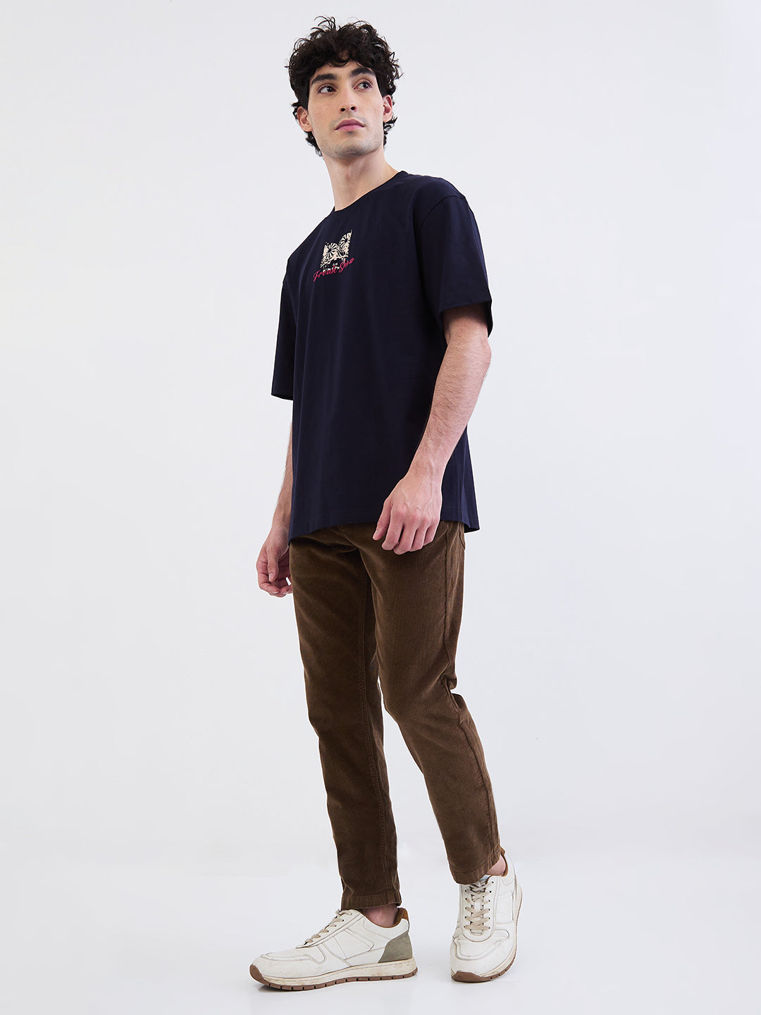 Spykar Navy Blue Comfort Fit Casual T-Shirt For Men