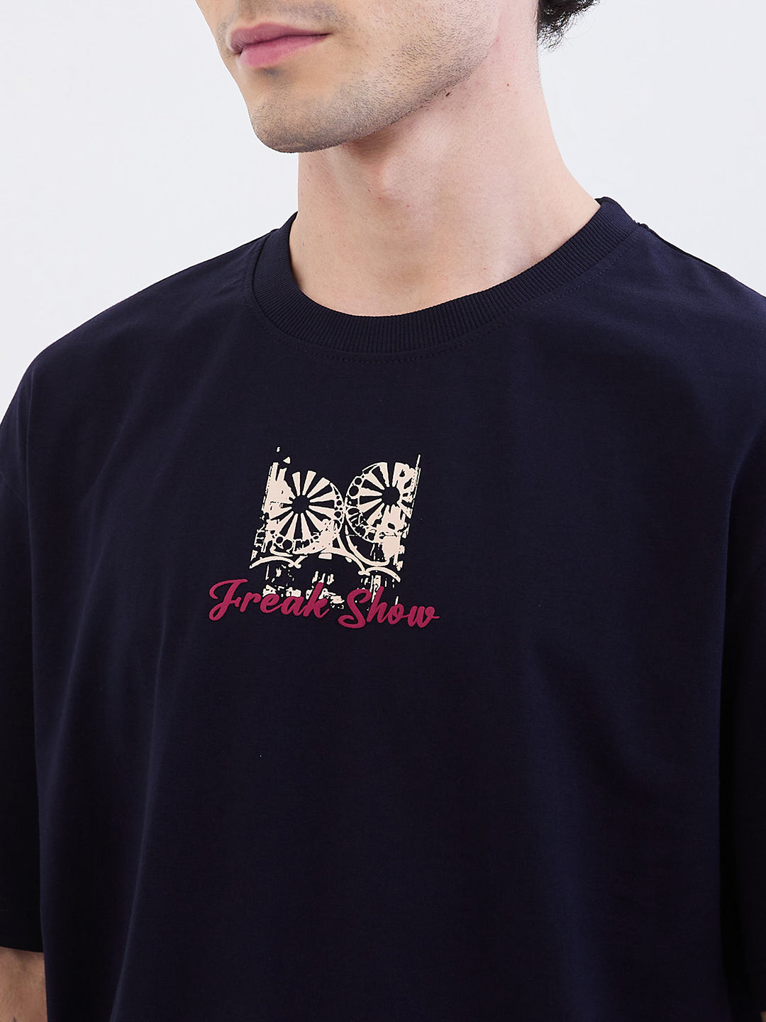 Spykar Navy Blue Comfort Fit Casual T-Shirt For Men