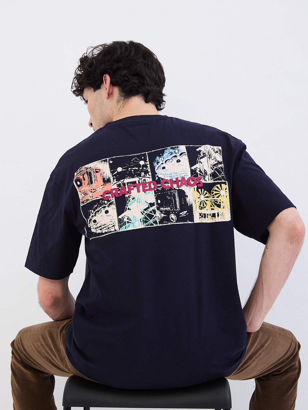 Spykar Navy Blue Comfort Fit Casual T-Shirt For Men
