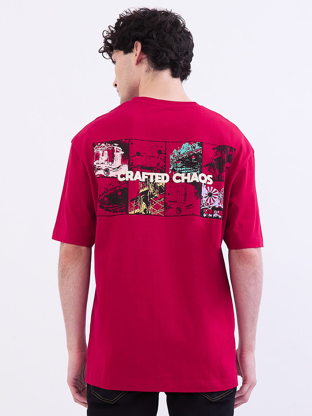 Spykar True Red Comfort Fit Casual T-Shirt For Men