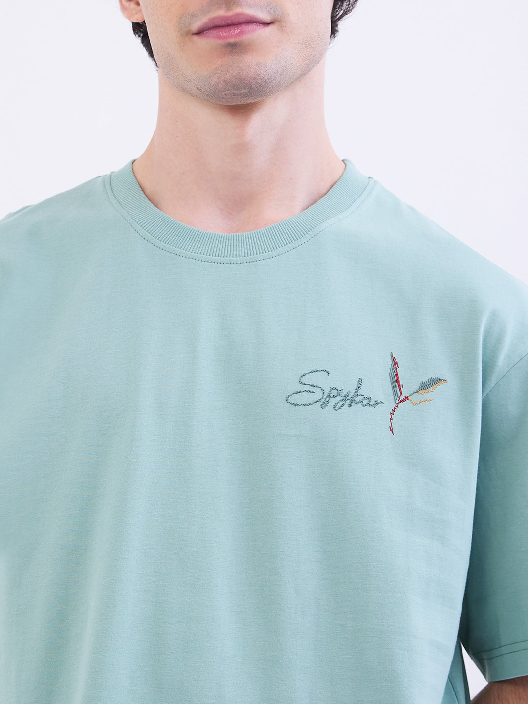 Spykar Granite Green Comfort Fit Casual T-Shirt For Men