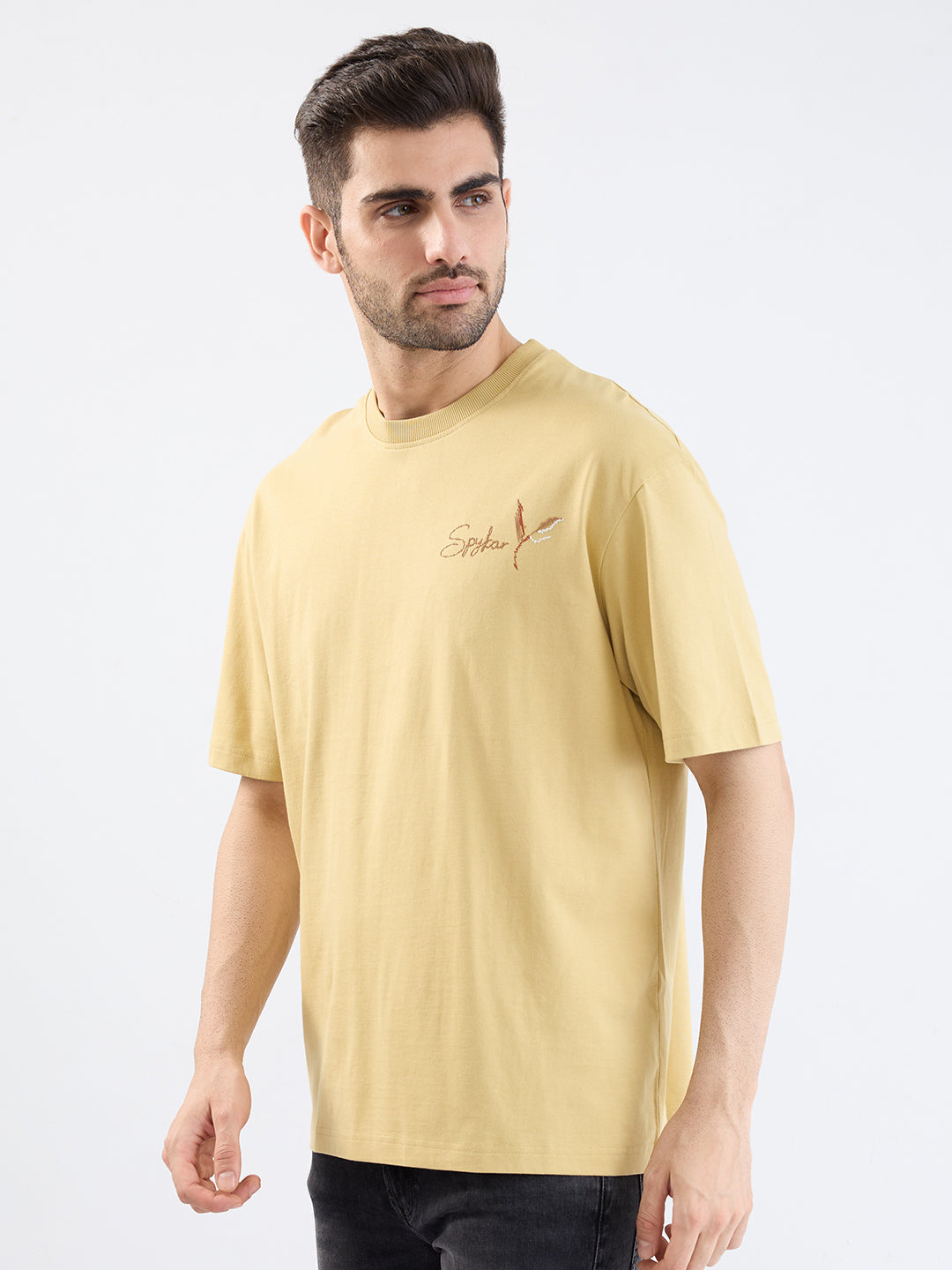 Spykar Taupe Beige Comfort Fit Casual T-Shirt For Men