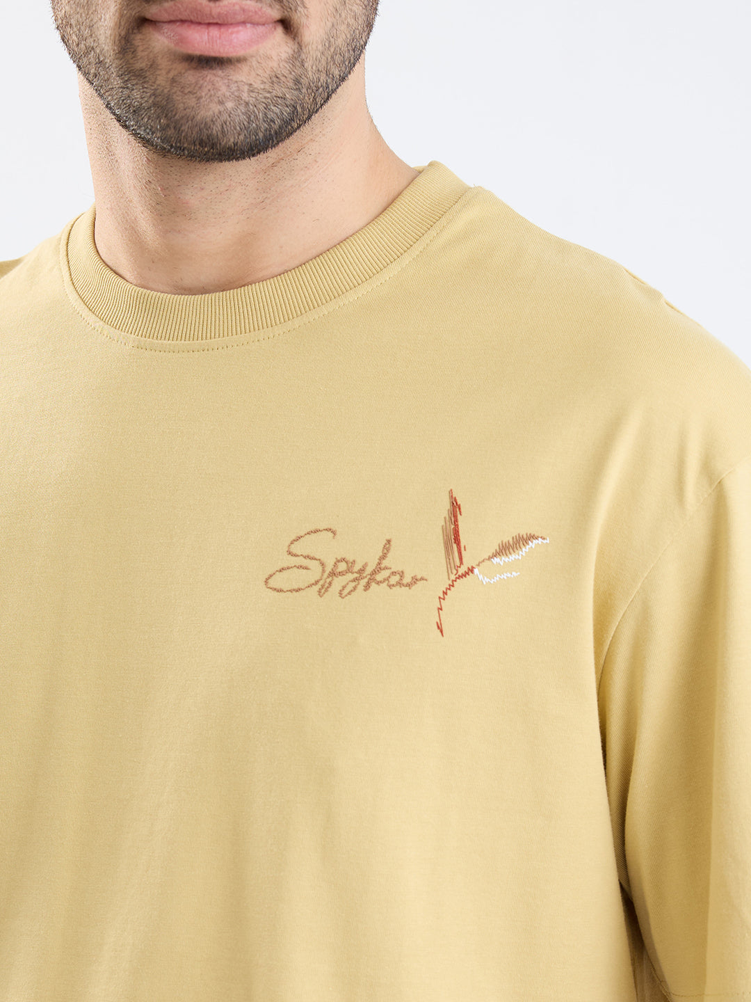 Spykar Taupe Beige Comfort Fit Casual T-Shirt For Men