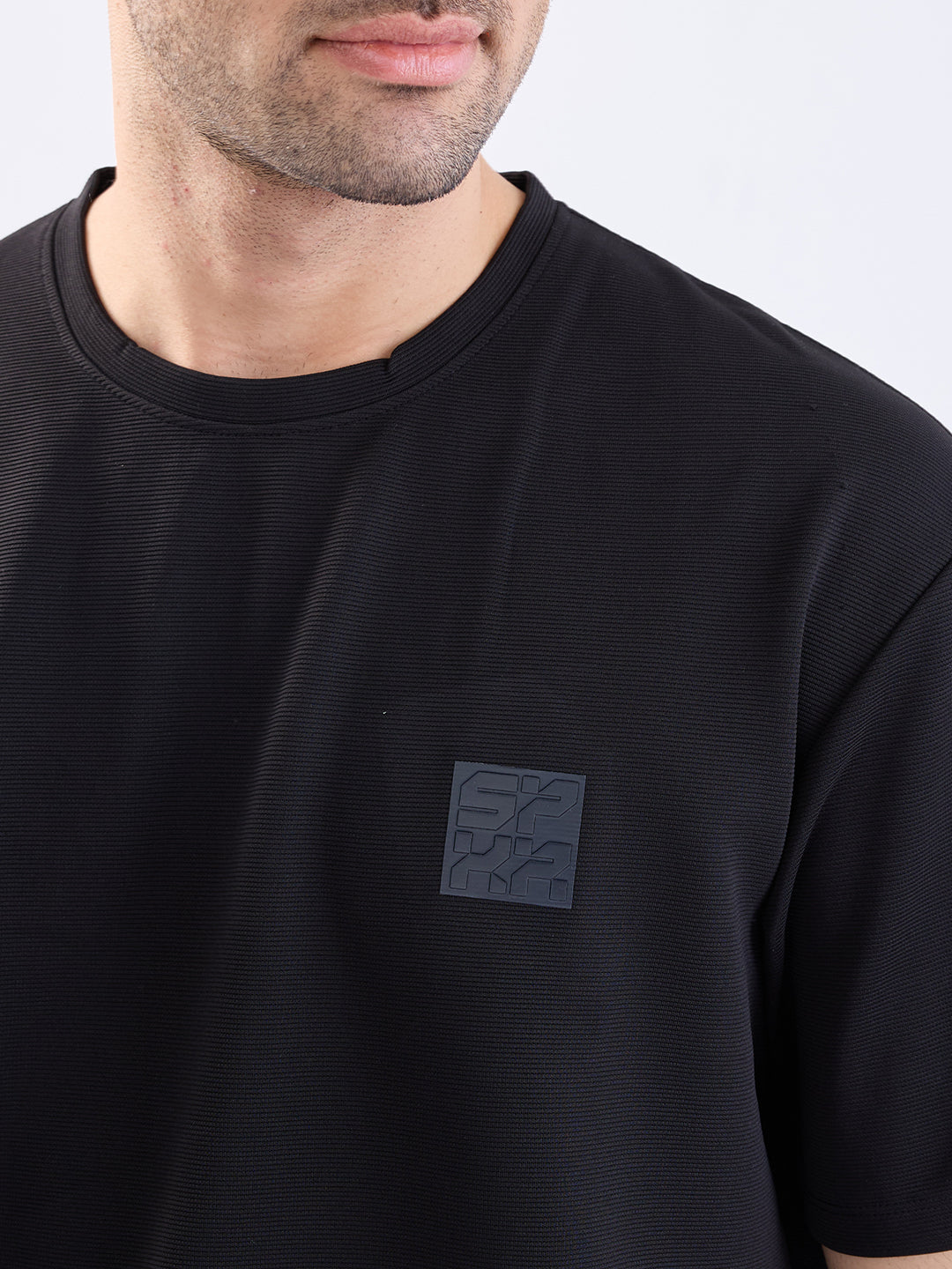 Spykar Black Oversize Fit Casual T-Shirt For Men