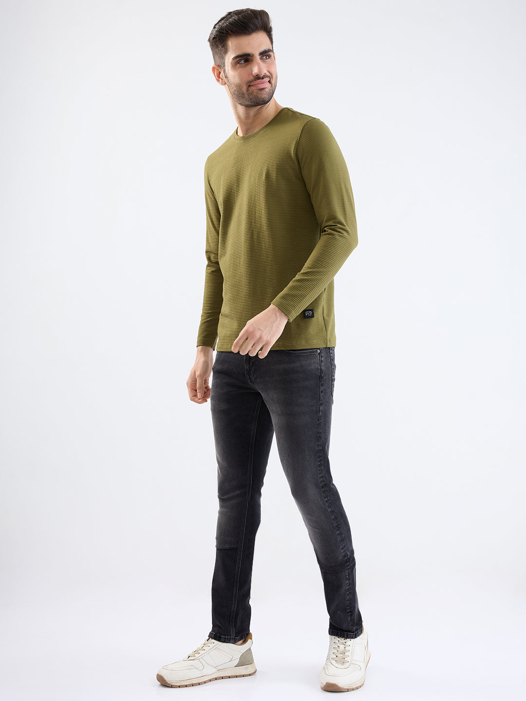 Spykar Avocado Green Slim Fit Casual T-Shirt For Men